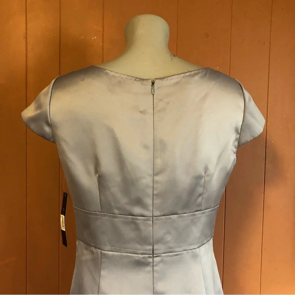 NWT Tahari Pewter Grey Paula Satin Dress 8 - Picture 10 of 15